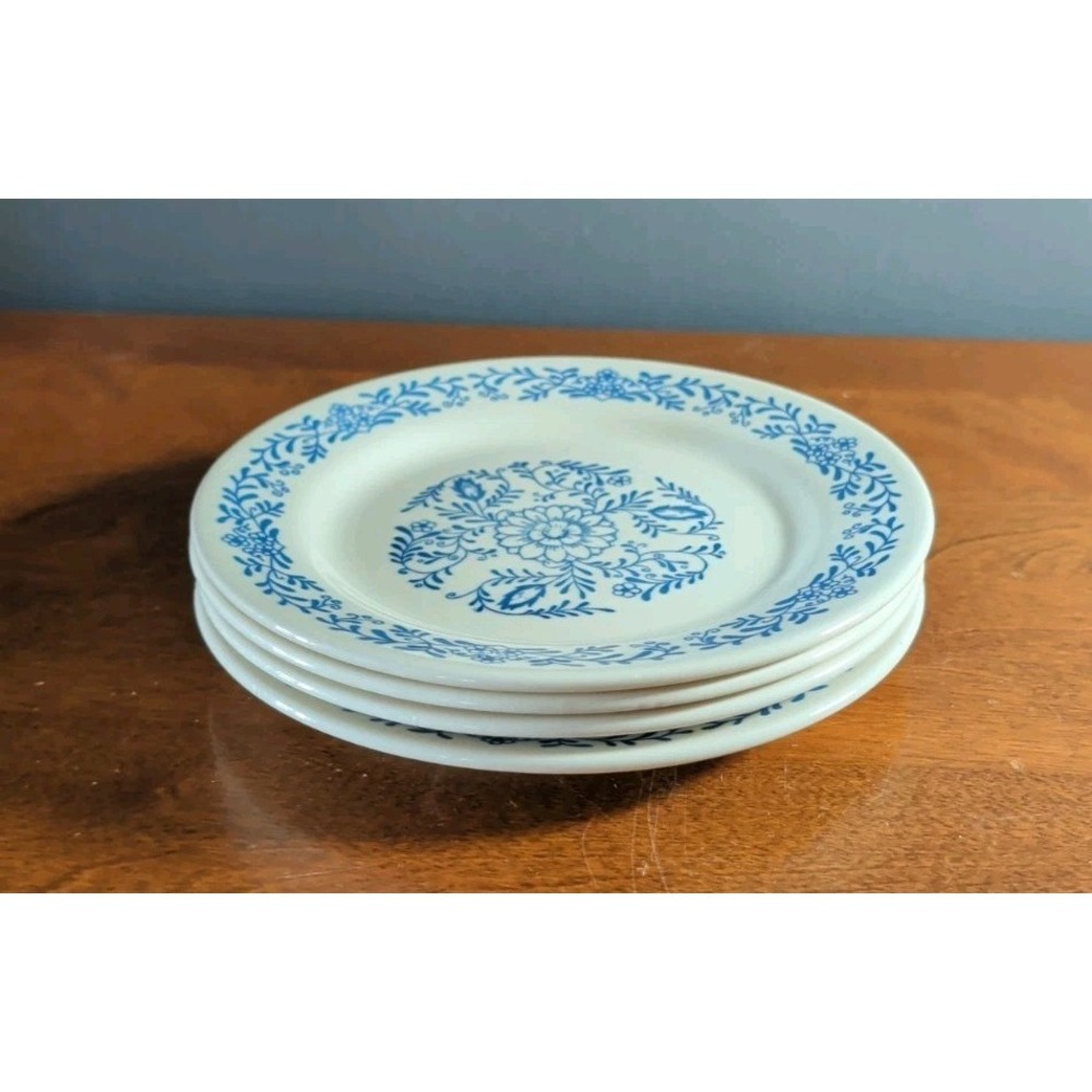 Oxford Brazil Blue Flower Salad Plates 7 1/2" Restaurant Ware Set of 4 Excellent